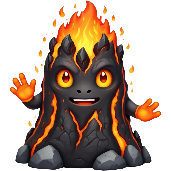 a mystical fast lava creature without arms with molten lava on its head and some rocky shoulders emoji