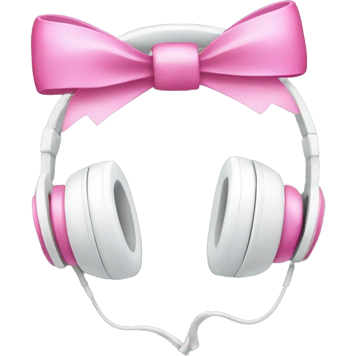 White headphones with pink bow emoji