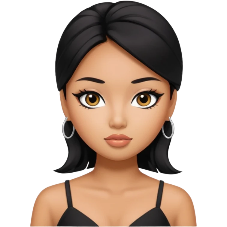 asian tanned beauty standard, pretty bratz baddie, black eyeliner emoji