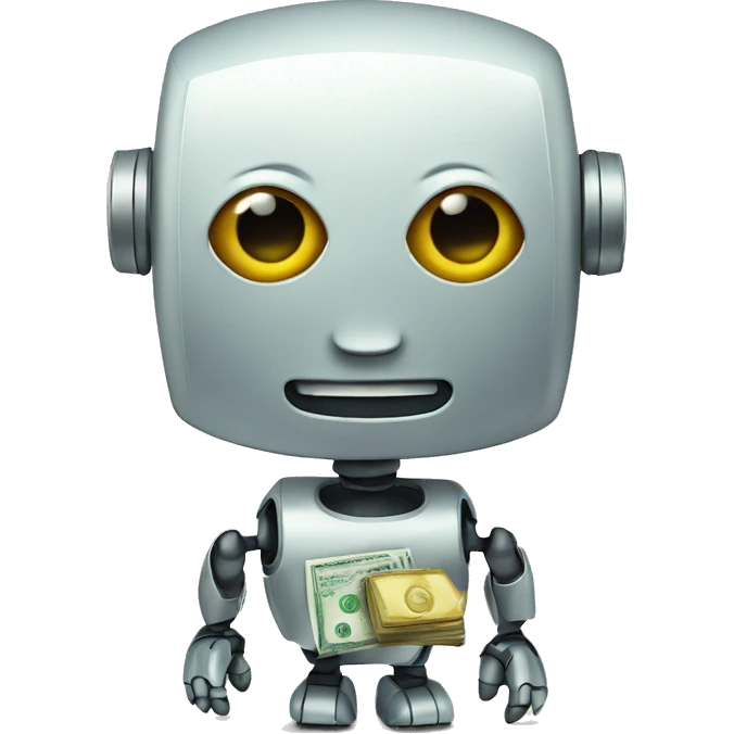 Cute robot with money emoji