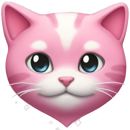 Pink heart with sparkling and cat emoji