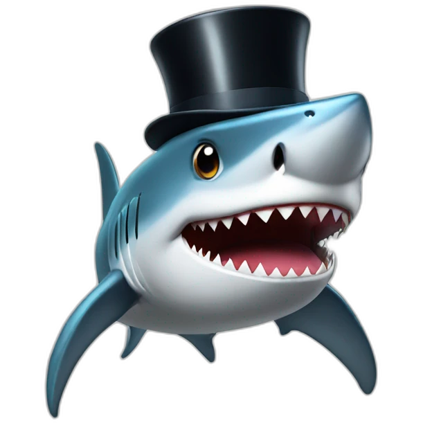 Shark with a top hat emoji