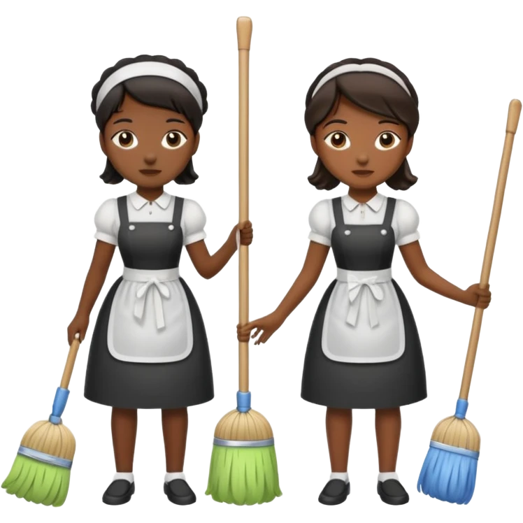 two ugly maids are holding the mop emoji