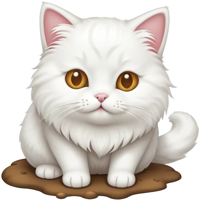 white cat taking a poo emoji