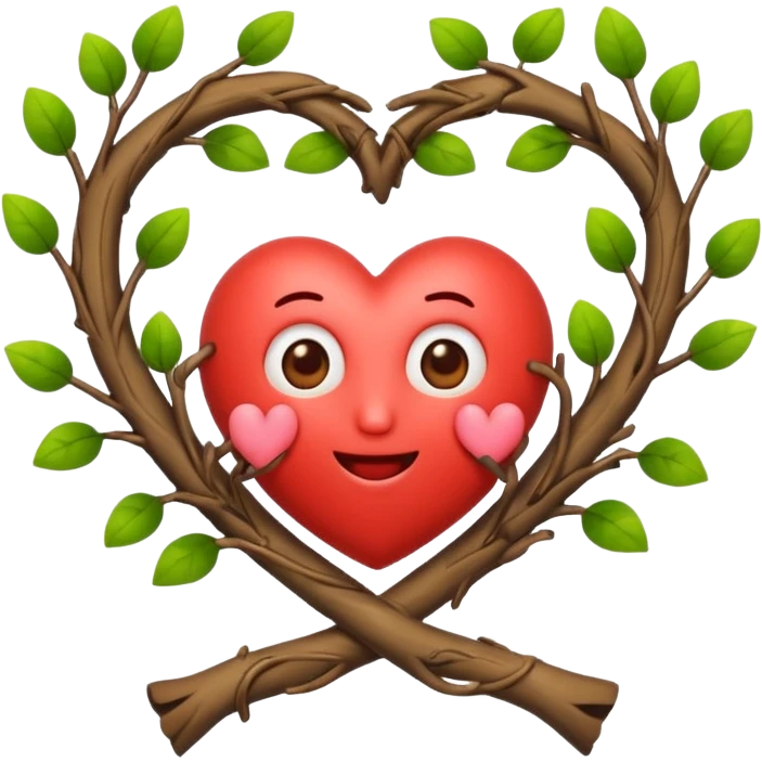nature bard character heart sign with branches emoji