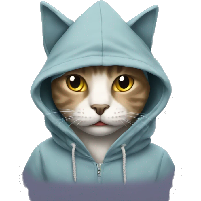 cat with hoodie shark emoji