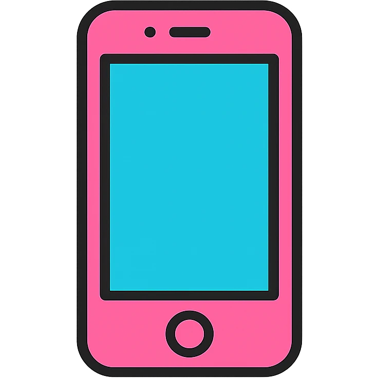 pink iPhone cell phone, flat icon style emoji