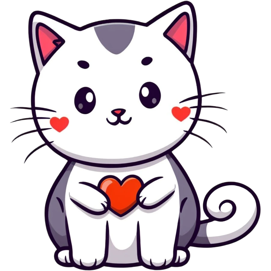 A cat with a heart-shaped face emoji