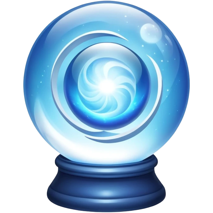 A mystical blue crystal ball scrying orb with swirling magic inside emoji