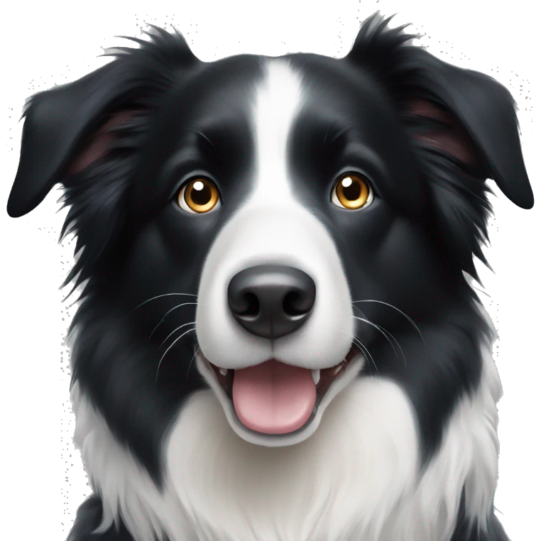 Black and white border collie dog face with blue eyes. emoji