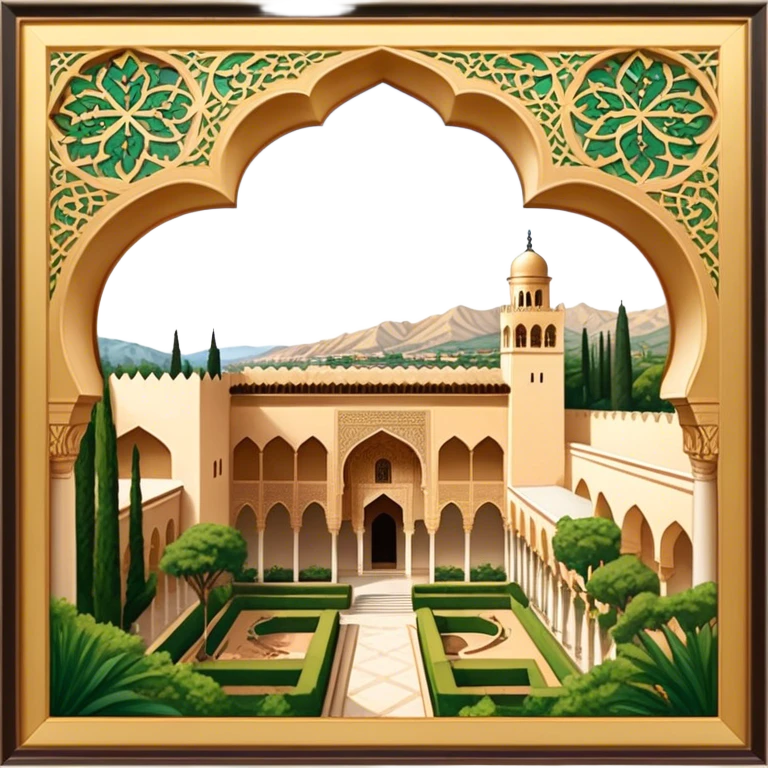 ​Cinematic Realistic Alhambra, depicted as a panoramic, zoomed-out view of the entire majestic Moorish palace complex with intricate arches, expansive courtyards, and lush gardens, bathed in soft golden lighting that highlights its opulent historical beauty, emoji