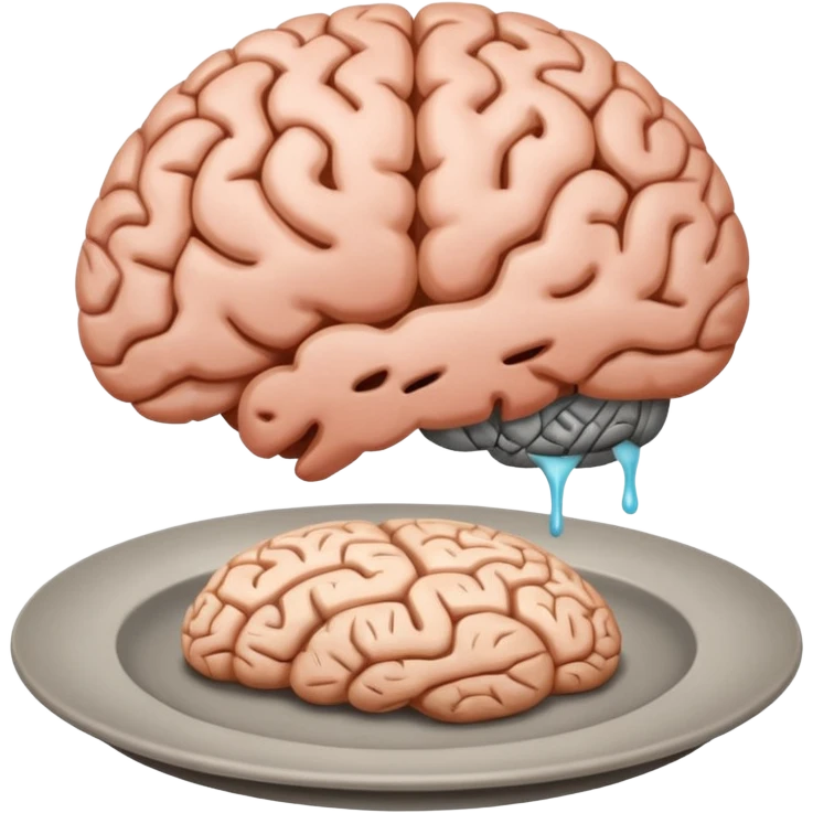 Brain on a plate next to head  emoji