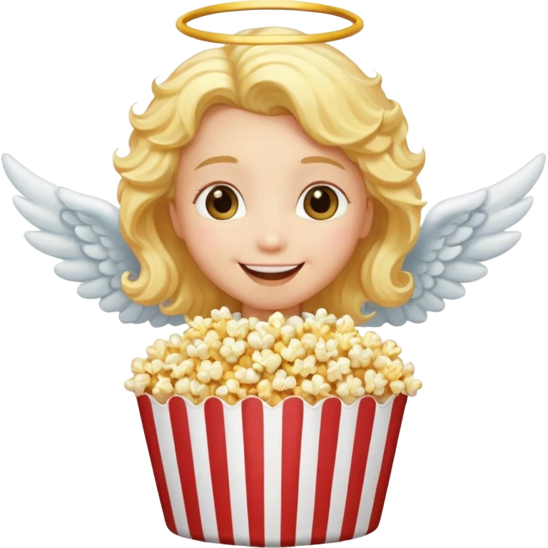 popcorn , with smily face angel emoji