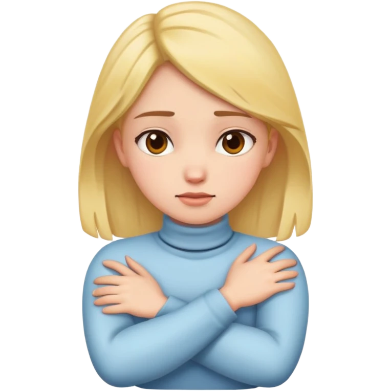 a girl crossed arms holding her neck emoji