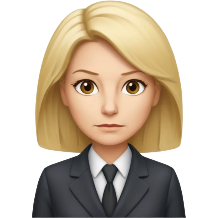serious business woman in her forties in full suit mousey blond hair emoji