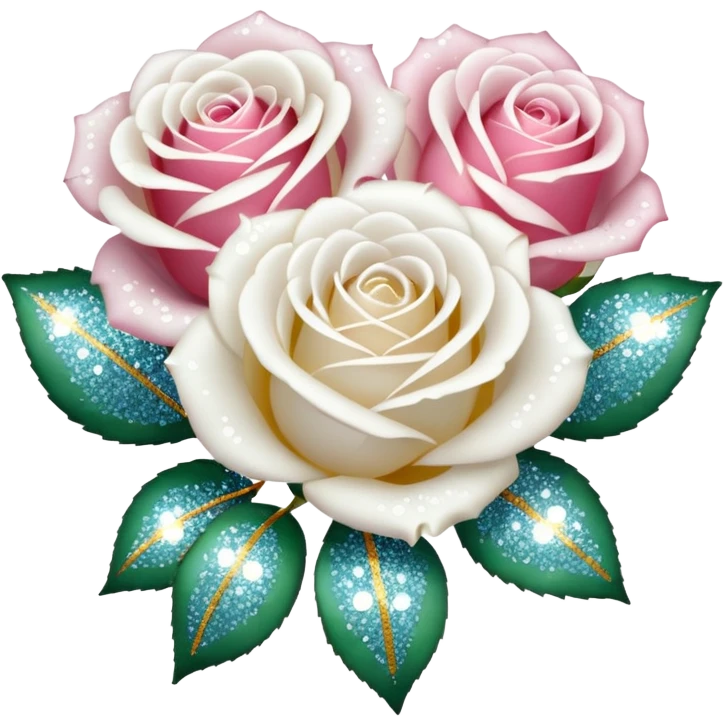 Glitter White Roses emoji