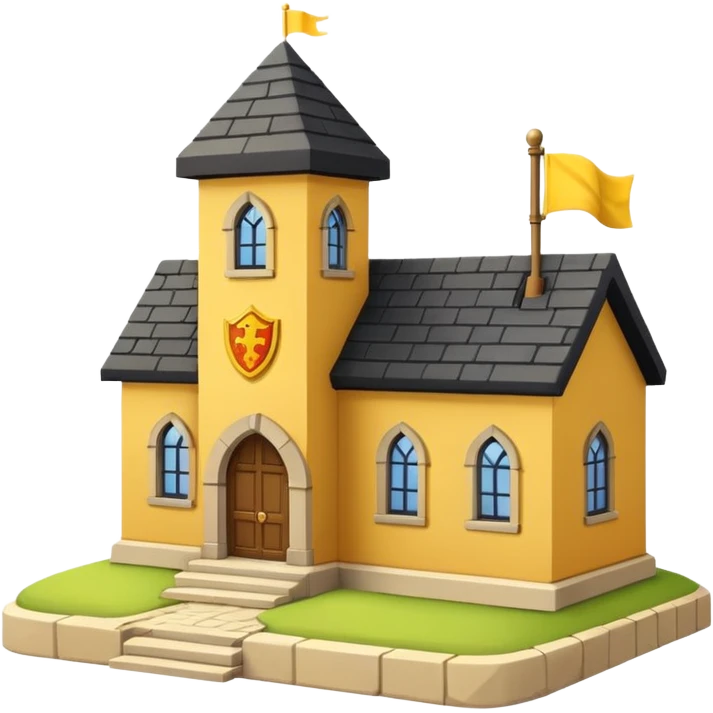 magic school with yellow flag, simple emoji