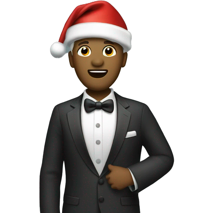 Singing man with Christmas hat and suit emoji