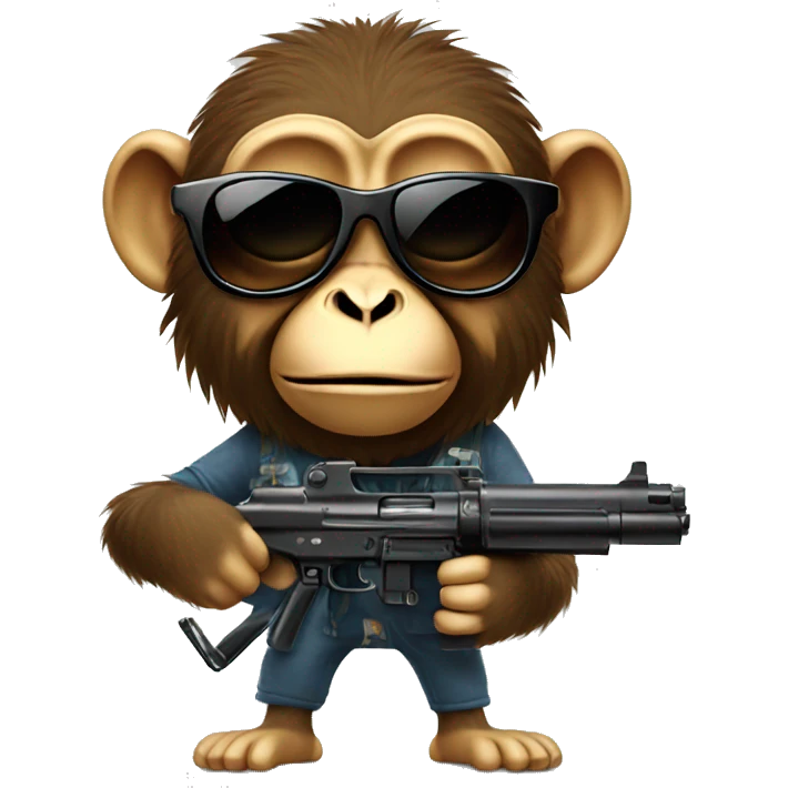 Monkey with cool sunglasses and a gun  emoji