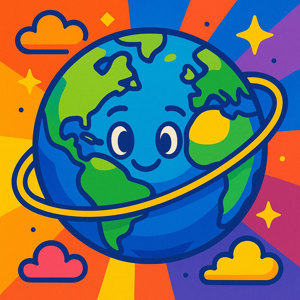 planet Earth, cartoon style, colorful, vibrant emoji