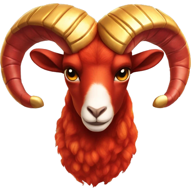 Realistic fire red ram fire flaming red hot fire fur gold horns Aries emoji