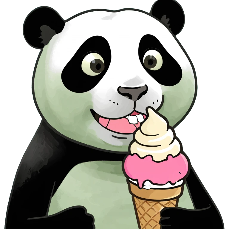 Panda eating ice cream emoji