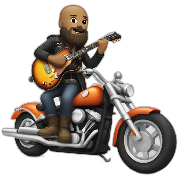 rock man with beard guitar and motorcycle emoji