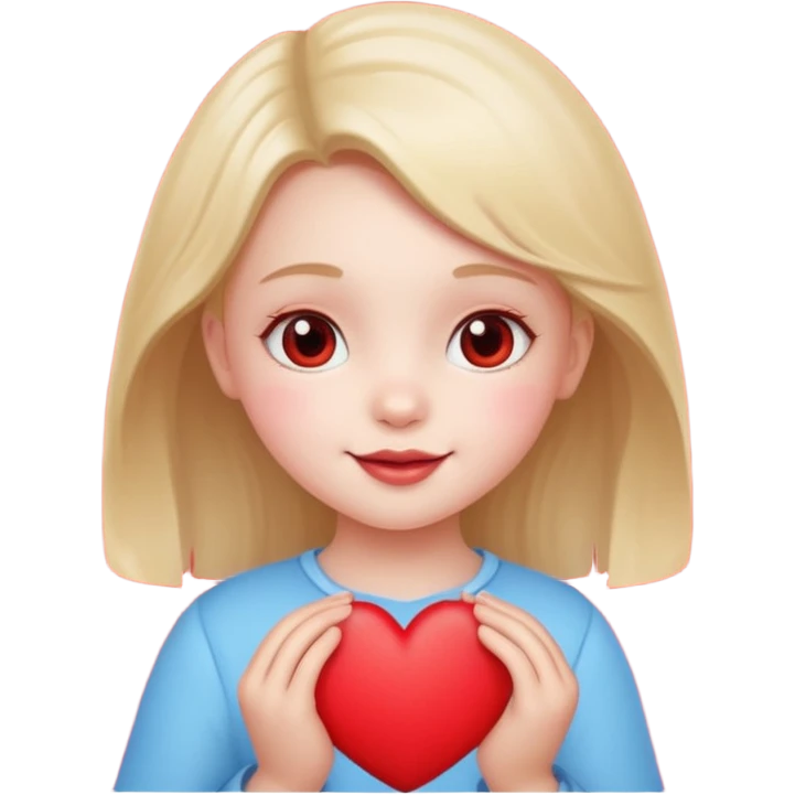 a little girl holding a heart, a cute and cheerful face emoji