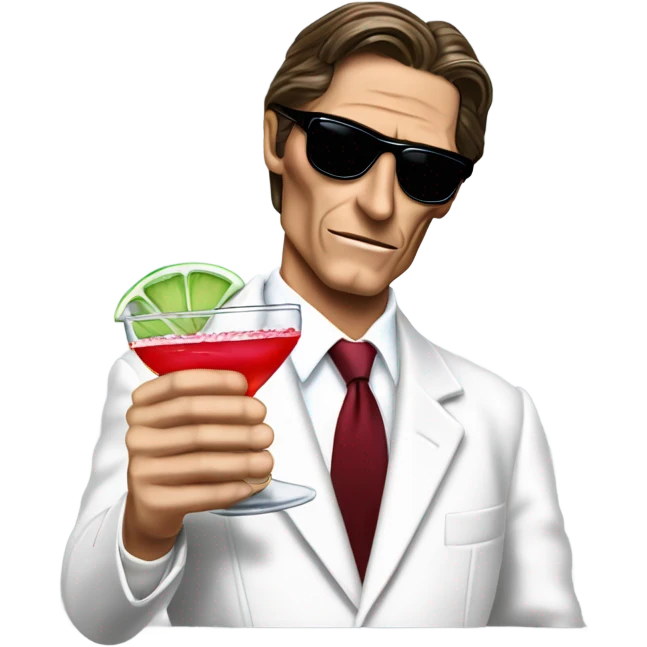 Patrick Bateman from american psycho holding a margarita glass emoji