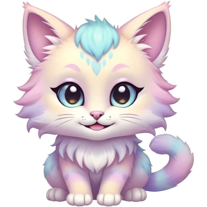 Kawaii bright fantasy pastel ethereal anthro feline fursona animal creature emoji