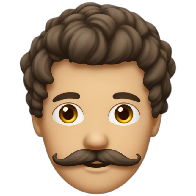 Une personne avec les cheveux court sur le côté brun avec une moustache carré en dessous du nez emoji