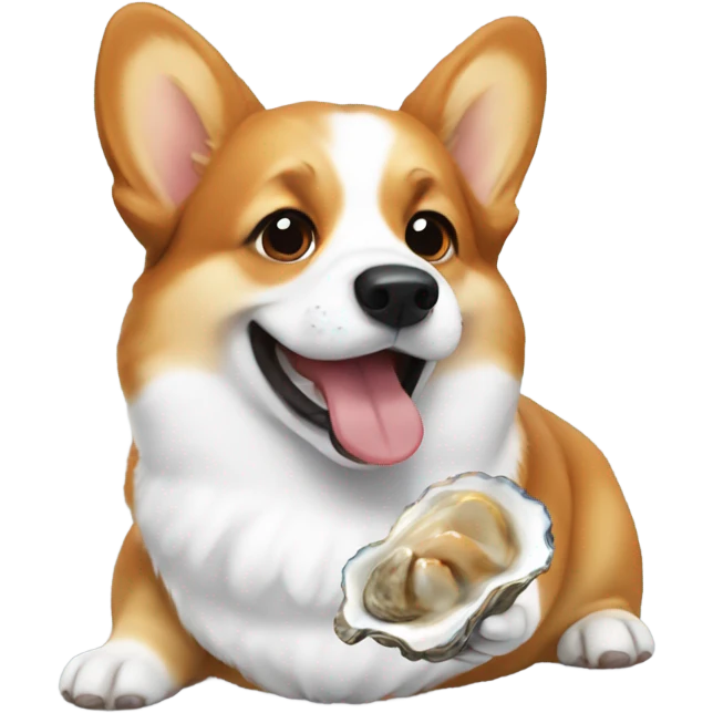 Corgi eating oyster emoji