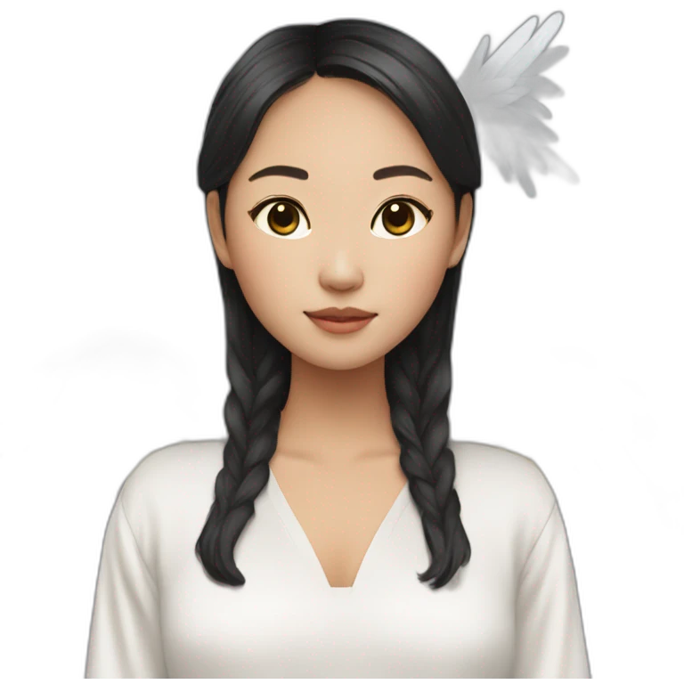 Asian girl with angel vetements emoji