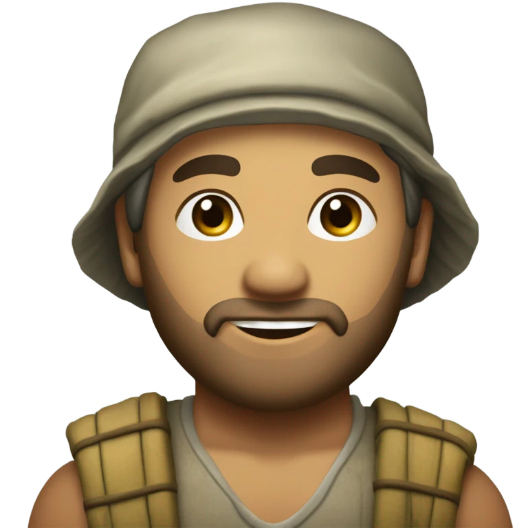 Caucasian fisherman no beard and no mustache in love with Philippine island girl on an island emoji
