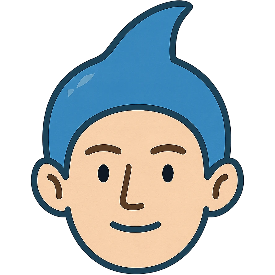 face with blue dolphin fin, digital illustration emoji
