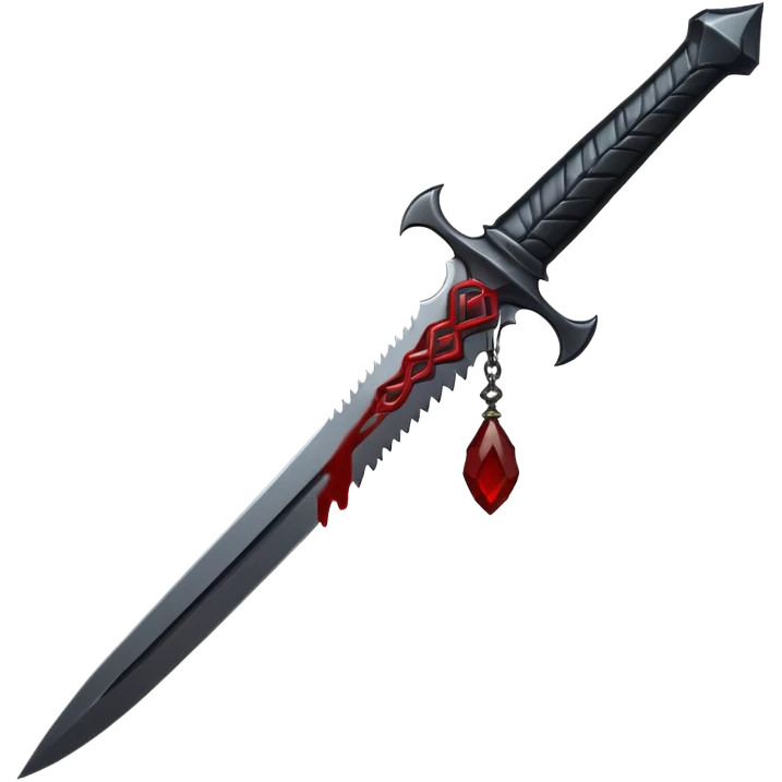 iOS emoji, dark fantasy dagger, obsidian blade, runes, blood drop, clean render, minimalism emoji