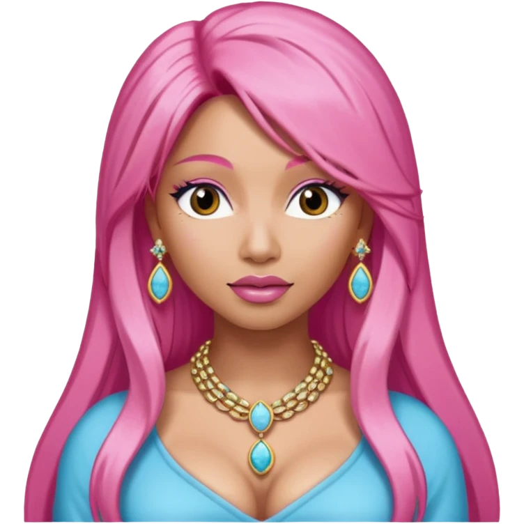 Nicki Minaj with long pink hair emoji