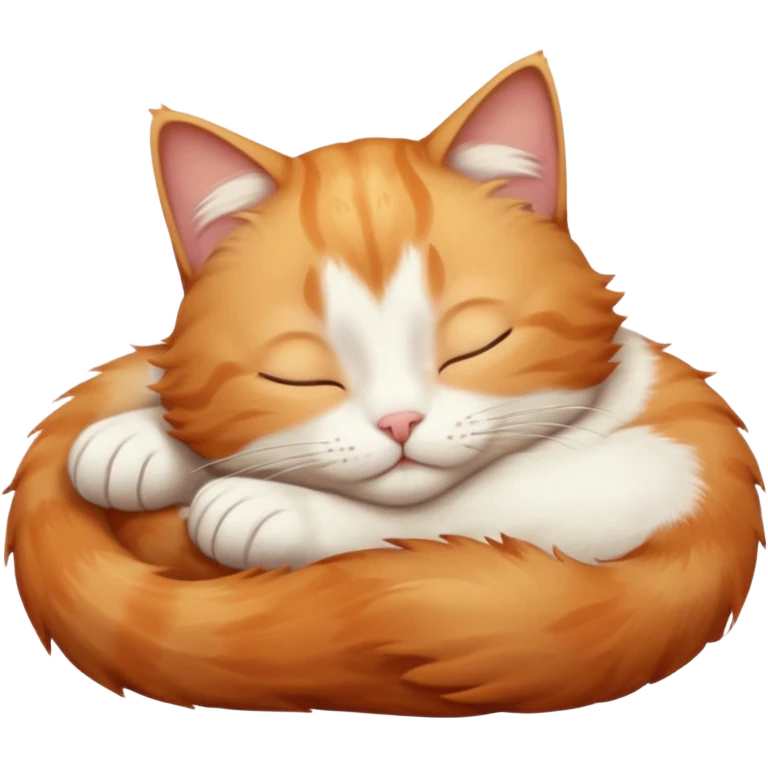 ginger and white small cat eyes closed lying down in funny position emoji