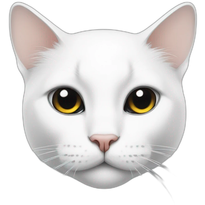 White cat having the left side of his face black emoji