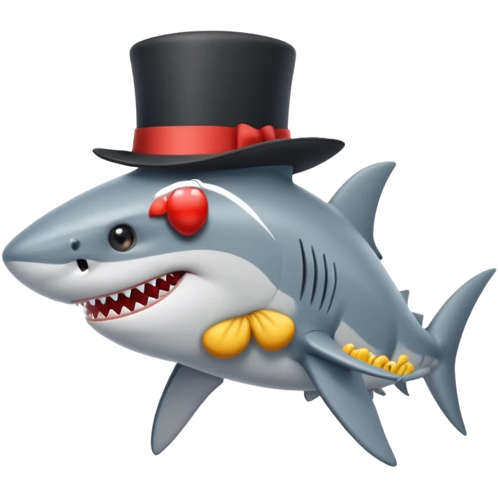 Shark with a top hat emoji