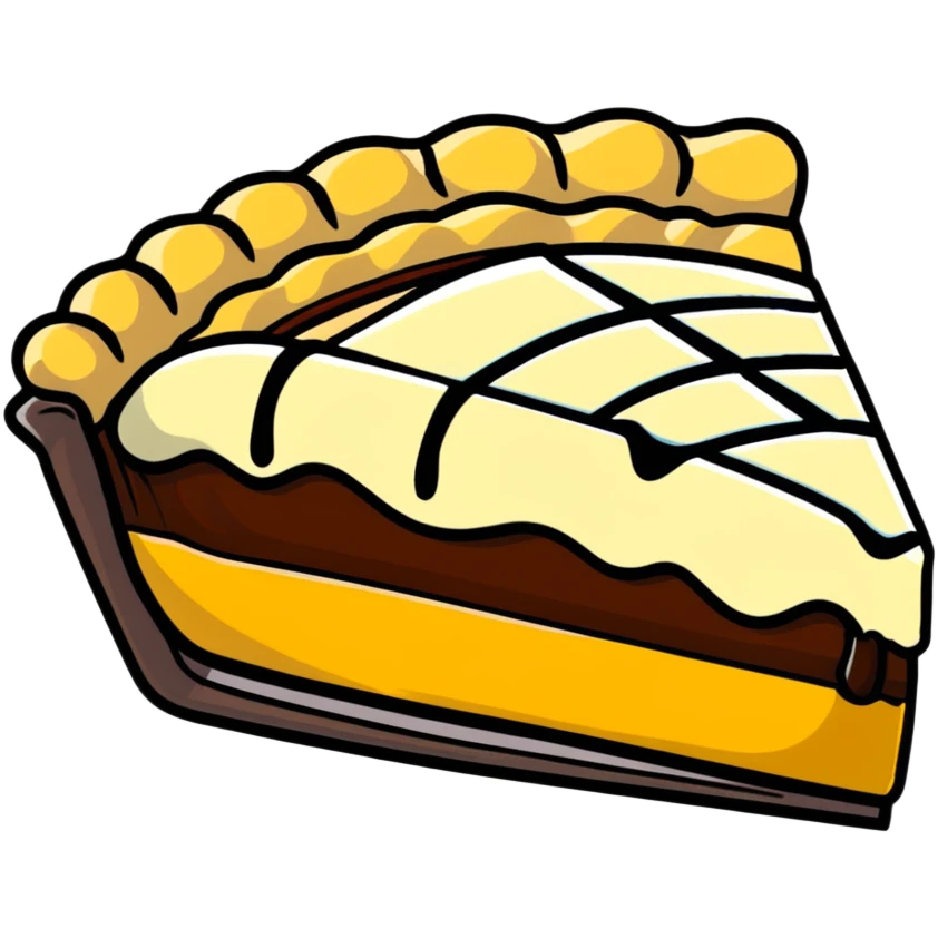 piece of pie drizzled in chocolate emoji