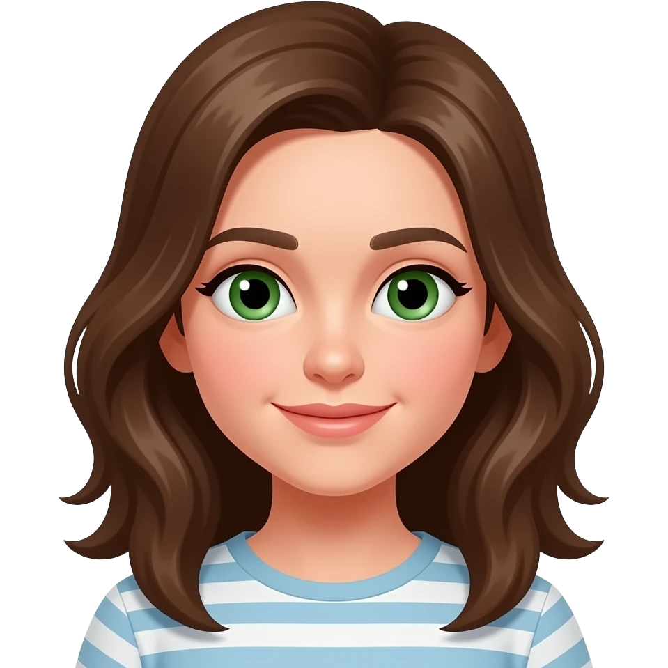 Emoji girl with brown hair and green eyes emoji