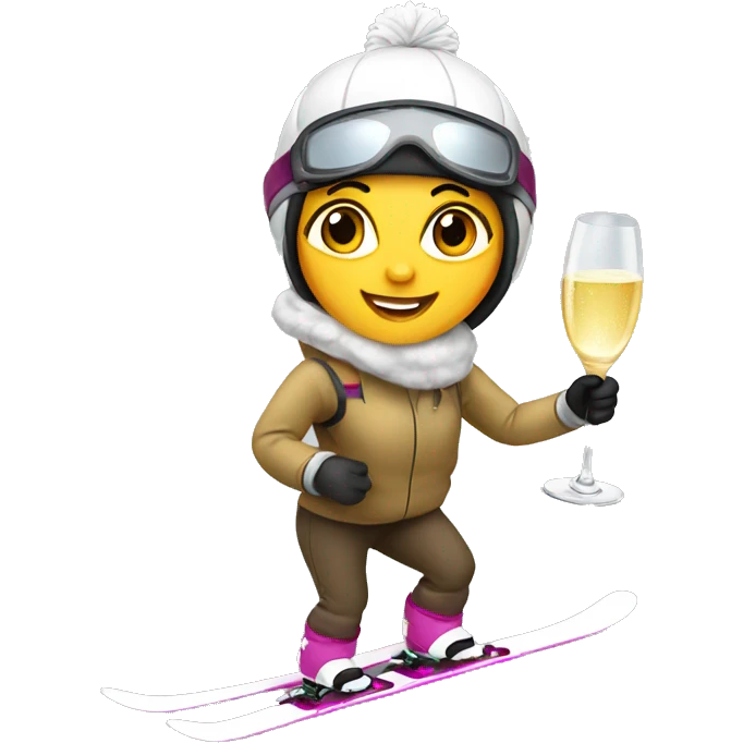 skiing girl with champagner emoji
