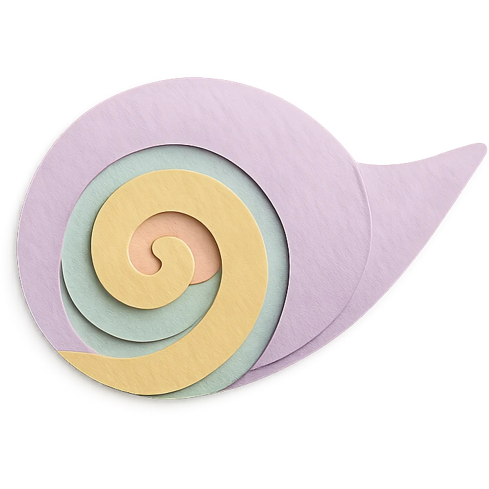 spiral sea shell, soft pastel colors, layered paper effect emoji