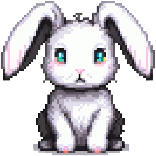 cute fuzzy bunny with floppy ears emoji