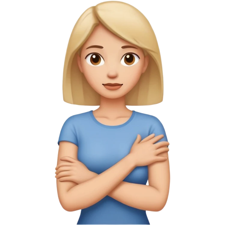 woman arms crossed holding neck  emoji