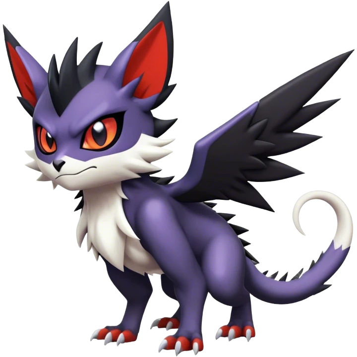 Edgy Cool Kawaii Litten-Noivern-Noibat-Absol-Pokémon Full Body emoji
