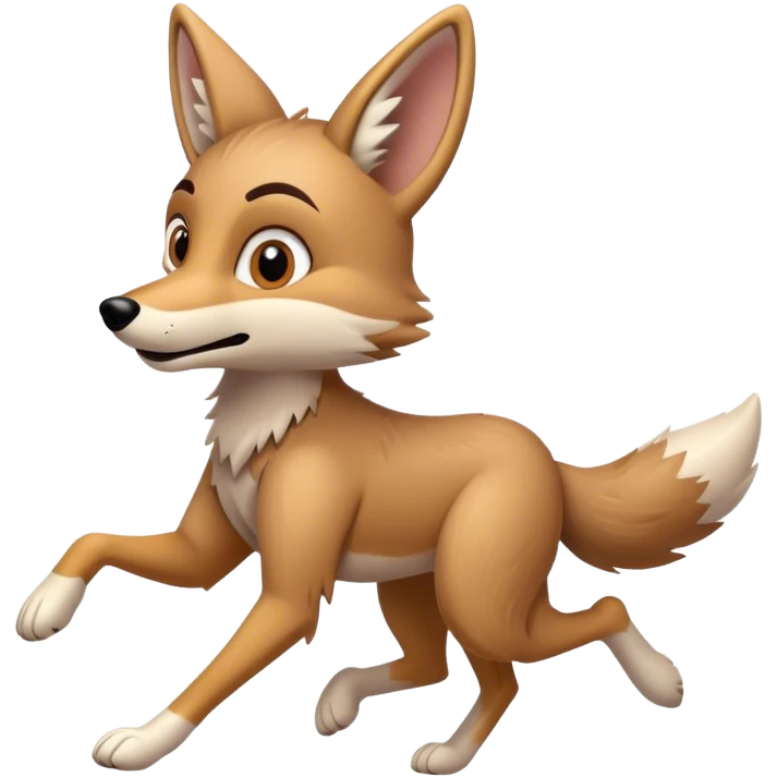 Cute, disney-style coyote running emoji