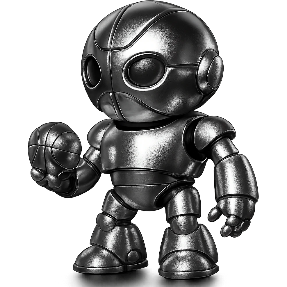 a basketball robot, chrome style emoji
