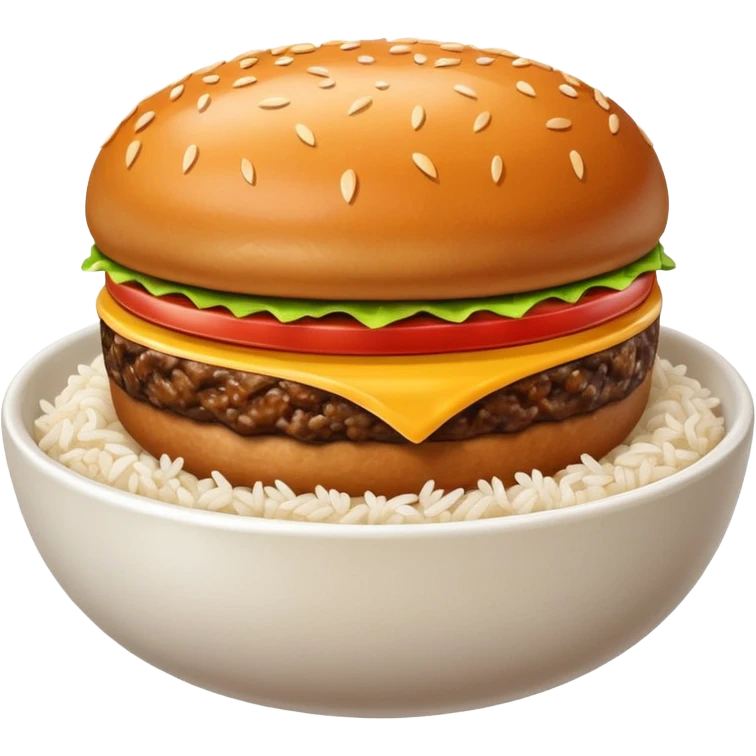 I want a hamburger patty on a bowl of rice emoji